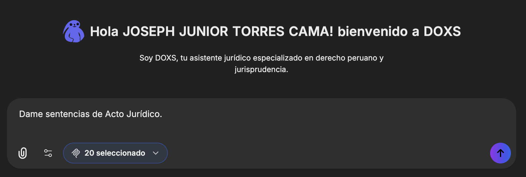DOXS.AI analizando un documento jurídico